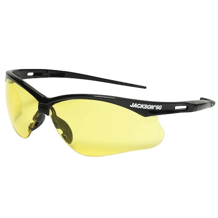Jackson Safety Safety Glasses, Anti-Scratch, Amber Lens, Black Frame, Half-Frame 50002